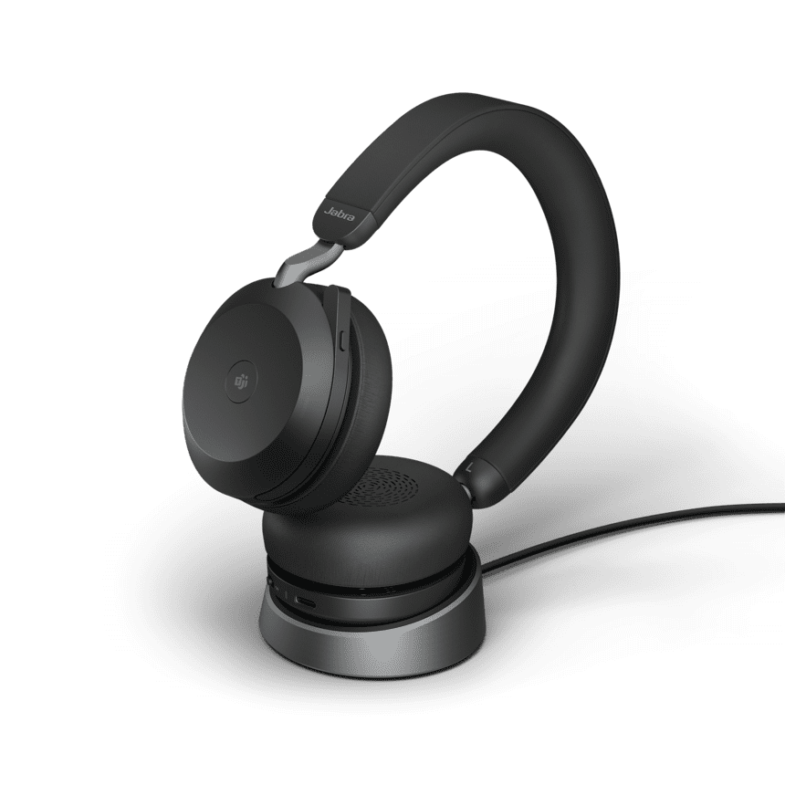 Jabra Evolve2 75 Link380c MS Stereo Stand Black - 株式会社ジェイドコーポレーションが提供する、 Jabra（ジャブラ）社製ヘッドセット・スピーカーフォンなどの情報サイトです。